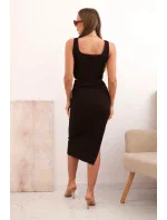 Dámský top a vroubkovaný sukně hnědý