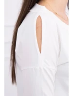 Šaty s grafickou a barevnou 3D mašlí ecru