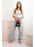 Tričko s kulatým výstřihem béžový melír