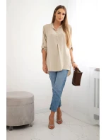 Halenka s prodlouženým zadním dílem tmavě béžová