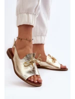 Zazoo 2898 Kožené Ploché Sandály Zlaté