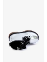 Zateplené Dívčí Lakované Kotníkové Boty Na Zip Stříbrné Novita Zateplené Dívčí Lakované Kotníkové Boty Na Zip Stříbrné Novita