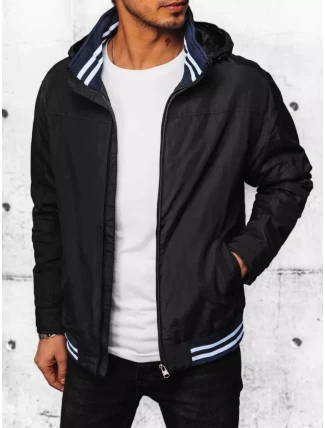 Pánská přechodná bunda s kapucí černá FashionStreet TX4378