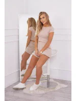 Bavlněná souprava se šortkami béžová