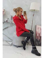 Zateplená mikina s prodlouženými zády a kapsami červená Zateplená mikina s prodlouženými zády a kapsami červená