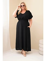 Dámské šaty Plus Size s řaseným pasem černá Dámské šaty Plus Size s řaseným pasem černá