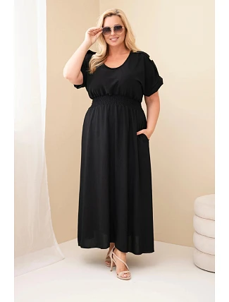 Dámské šaty Plus Size s řaseným pasem černá Dámské šaty Plus Size s řaseným pasem černá