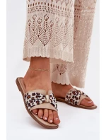 Dámské Pantofle Na Plochém Podpatku S Mašlí Béžové Avenza