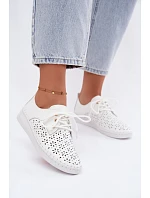 Kožené Ažurové Dámské Polobotky Bílé Softie Kožené Ažurové Dámské Polobotky Bílé Softie