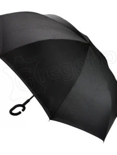 Obrácený deštník France  černý, vespod potisk - Gregorio