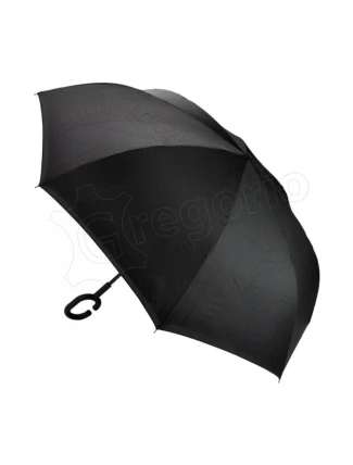 Obrácený deštník France  černý, vespod potisk - Gregorio