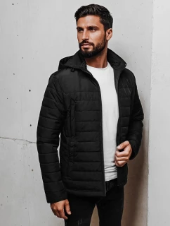 Pánská přechodná prošívaná bunda s kapucí černá FashionStreet TX5007