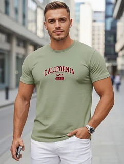 Pánské bavlněné tričko s potiskem „California“, zelené, FashionStreet NX5140R