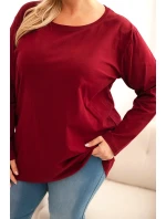 Dámská blůza Plus Size bavlněná s kulatým výstřihem bordová Dámská blůza Plus Size bavlněná s kulatým výstřihem bordová