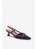 Dámské sandály na podpatku s špičatými špičkami Černé Felessa