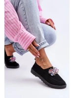 Dámské Slip-on Tenisky s Kameny Černá Simple