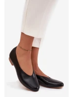 Dámské eko kožené baleríny na plochém podpatku Olyssia – černé