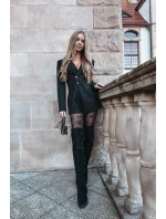 Dámské nadkolenní kozačky Tahlina na sloupku – černé