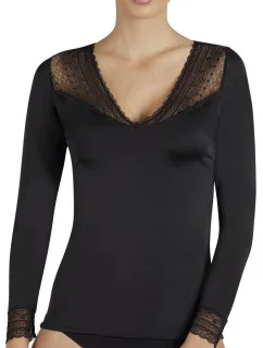 Dámské tričko s dlouhým rukávem 19149 černá - Ysabel Mora