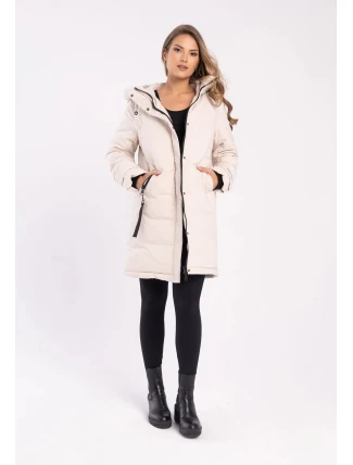 Dámský kabát L22055-W24 béžový J-ASPEN - Volcano Dámský kabát L22055-W24 béžový J-ASPEN - Volcano