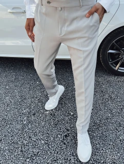Pánské elegantní kalhoty světle šedé FashionStreet UX4291