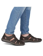 Pánské hnědé prolamované kožené polobotky Rieker 05281-25