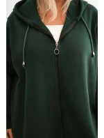 Dámská mikina zateplená Plus Size s kapucí a véčkovým výstřihem hnědá