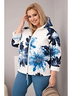 Dámská jarní bunda Plus Size s květinovým vzorem granátová