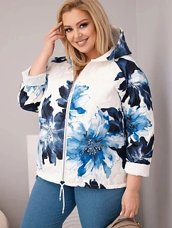 Dámská jarní bunda Plus Size s květinovým vzorem granátová