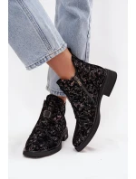 Kotníková obuv z přírodního semiše na nízkém podpatku D&A CR52-713 Černo-hnědé