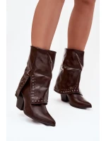 Kovbojky s otočeným límcem a zdobením Vyhřívané hnědé Inessia Kovbojky s otočeným límcem a zdobením Vyhřívané hnědé Inessia