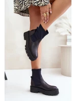Zazoo 2947 Wsuwane Botki Damskie Ze Skóry Naturalnej Czarne