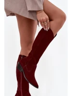 Dámské zateplené kozačky kovbojky Zazoo – bordó