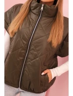 Dámská prošívaná vesta 5684 Khaki tmavě zelená - K-Fashion Dámská prošívaná vesta 5684 Khaki tmavě zelená - K-Fashion