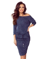 Dámské sportovní šaty v tmavě modré džínové barvě s kapsičkami 13-77 Dámské sportovní šaty v tmavě modré džínové barvě s kapsičkami 13-77