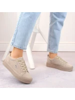 Skórzane zamszowe półbuty na platformie Filippo W PAW315C beżowe