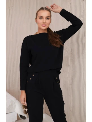 Bavlněná souprava s ozdobnými druky černý Bavlněná souprava s ozdobnými druky černý