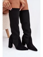 Dámské kozačky na sloupku – černé Yserine