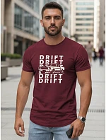Pánské tričko s potiskem DRIFT bordó FashionStreet NX5081R