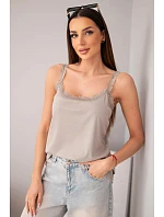 Dámská halenka na ramínka s krajkovým lemem fango Dámská halenka na ramínka s krajkovým lemem fango