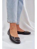 Eko kožené baleríny se zdobením černé Tulnelia