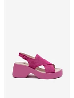 Kožené dámské sandály na platformě S.Barski LR61-7005 Fuchsiová