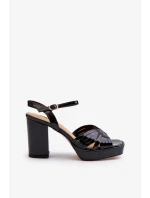 Patentované dámské sandály na vysokém podpatku Černá D&A Patentované dámské sandály na vysokém podpatku Černá D&A