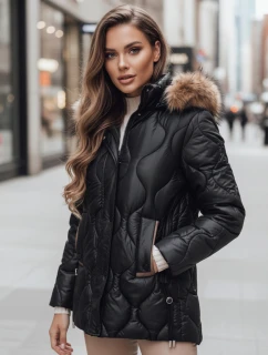 Dámská zimní bunda LUMORE prošívaná s kapucí černá FashionStreet TY4723