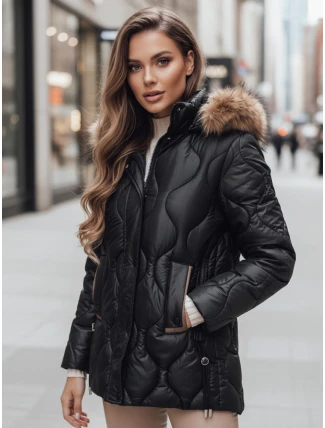 Dámská zimní bunda LUMORE prošívaná s kapucí černá FashionStreet TY4723