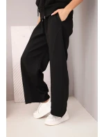 Dámský komplet máslový mikina s kapucí a volné kalhoty se stahováním černý