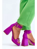 Dámské semišové sandály s masivními podpatky Lewski boty 3207 Fuchsie