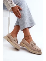 Semišové dámské mokasíny S.Barski HX52-222 Béžová