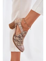 Dámské kožené perforované boty Maciejka 04962-43 béžovo-zlaté