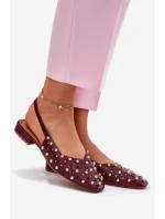 Zdobené Baleríny Na Plochém Podpatku Bordové Nilarisela